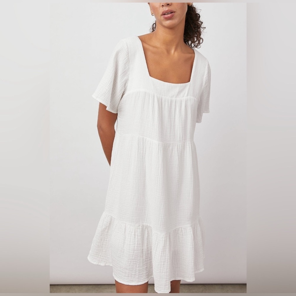 RAILS Valentina White 100% Cotton Summer Dress Size L Large Fully lined
